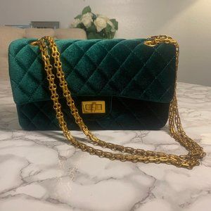 Green Suede Quilted Shoulder bag/Crossbo